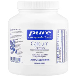 Кальций цитрат 300 мг, Calcium (citrate) Pure Encapsulations, 150 мг в капсуле, 180 капсул