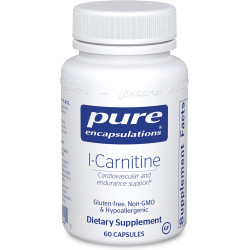 L-карнитин, l-Carnitine Pure Encapsulations, поддержка сердечно-сосудистой системы и выносливости, 60 капсул