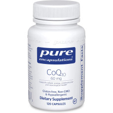 Коензим Q10 60 мг, CoQ10 Pure Encapsulations, для енергії, антиоксидантів, здоров'я мозку та клітин, когнітивних функцій та підтримки серцево-судинної системи, 120 капсул