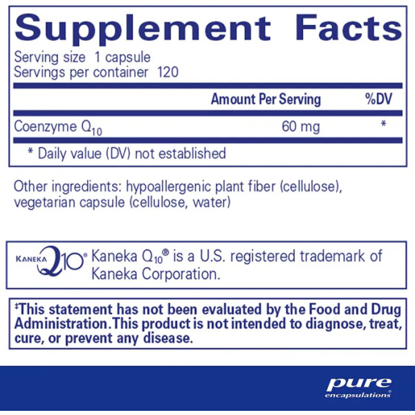Коензим Q10, CoQ10, Pure Encapsulations, 60 мг, 120 капсул