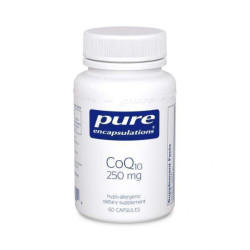 Коэнзим Q10 250 мг, CoQ10 Pure Encapsulations, поддержка энергии и сердечно-сосудистой системы, 60 капсул