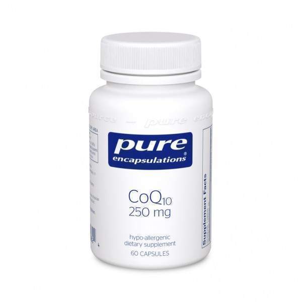 Коензим Q10, CoQ10, Pure Encapsulations, для енергії, антиоксидантів, здоров'я мозку та клітин, когнітивних функцій та підтримки серцево-судинної системи, 250 мг, 60 капсул