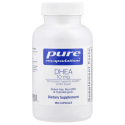 DHEA 10 мг, DHEA Pure Encapsulations, поддержка иммунитета, сжигания жира, гормонального баланса и эмоционального благополучия, 180 капсул
