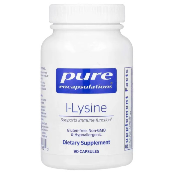 L-лізин HCl, l-Lysine, Pure Encapsulations, підтримка імунітету, здоров'я ясен та губ, 500 мг, 90 капсул