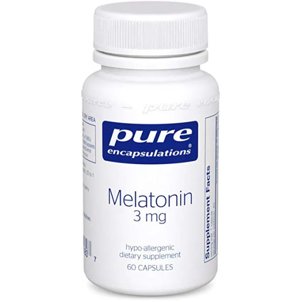Мелатонін, Melatonin, Pure Encapsulations, 3 мг, 60 капсул