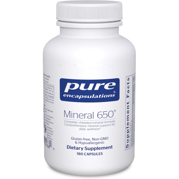 Мінерал 650, Mineral 650, Pure Encapsulations, комбінація збалансованих хелатних мінералів, 180 капсул