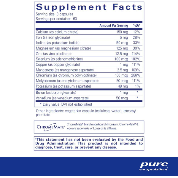 Мінерал 650, Mineral 650, Pure Encapsulations, комбінація збалансованих хелатних мінералів, 180 капсул