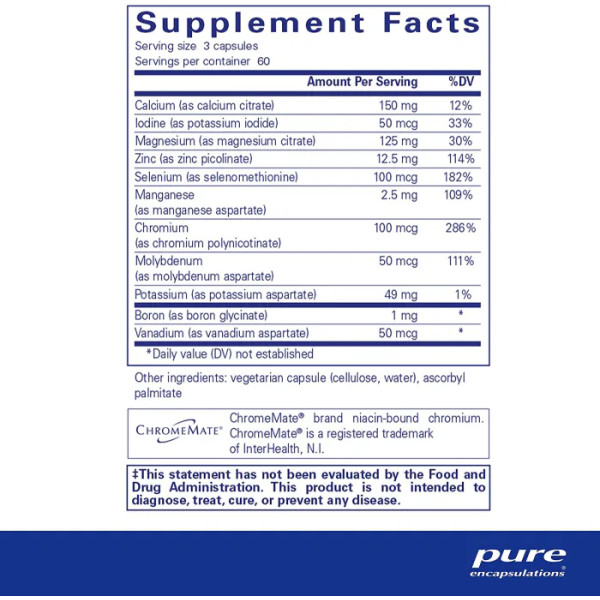 Мінерал 650 без заліза і міді, Mineral 650 w \/ o Cu & Fe, Pure Encapsulations, 180 капсул