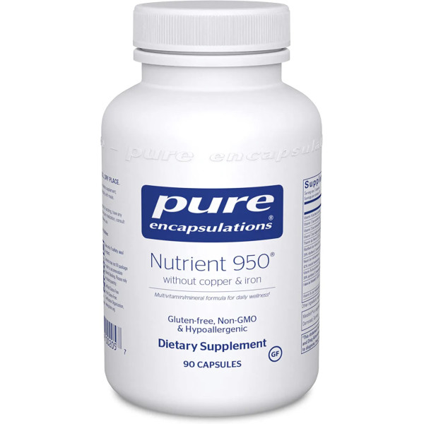 Мультивитамины \/ минералы без железа и меди, Nutrient 950, Pure Encapsulations, для оптимального здоровья, 90 капсул