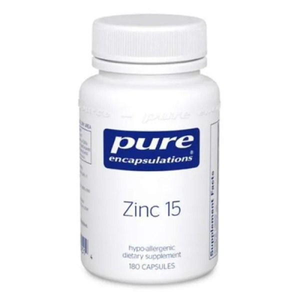 Цинк пиколинат, Zinc, Pure Encapsulations, для поддержки иммунной системы, роста и развития, заживления ран, здоровья простаты и репродуктивного здоровья, 15 мг, 180 капсул