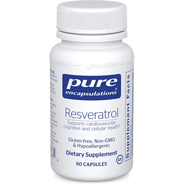 Ресвератрол, Resveratrol, Pure Encapsulations, для антиоксидантної та серцево-судинної підтримки, 60 капсул