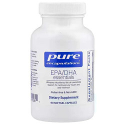 Омега-3 ЭПК/ДГК, EPA/DHA essentials Pure Encapsulations, ультрачистый молекулярно-дистиллированный концентрат рыбьего жира, 90 капсул