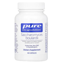 Сахаромицеты буларди 10 млрд, Pure Encapsulations Saccharomyces Boulardii, поддержка микрофлоры и пищеварения, 60 капсул