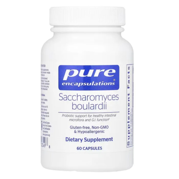 Сахароміцети Буларді, Saccharomyces Boulardii, Pure Encapsulations, підтримка здоров'я мікрофлори кишківника та травлення, натуральний пробіотик, 10 млрд КУО, 60 капсул (5 млрд КУО в капсулі)