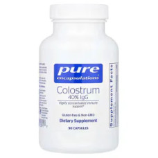 Молозиво 900 мг, Colostrum 40% IgG Pure Encapsulations, висококонцентрована підтримка імунітету, 90 капсул, 450 мг на капсулу