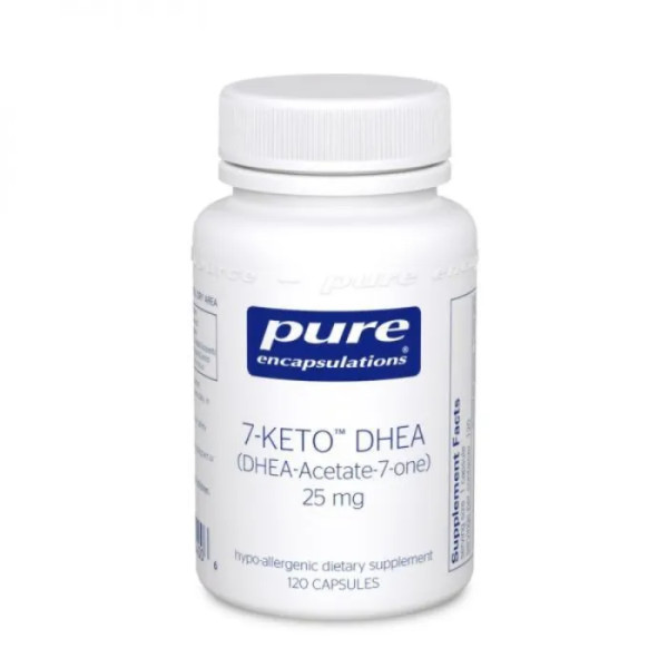 7-Кето Дегідроепіандростерон, 7-Keto DHEA, Pure Encapsulations, підтримка термогенезу та здоров'я організму, 25 мг, 120 капсул
