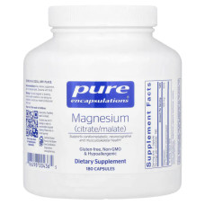 Магній цитрат/малат, Magnesium (citrate/malate) Pure Encapsulations, 180 капсул