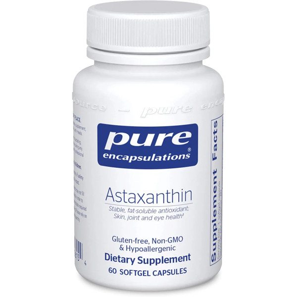 Астаксантин, Astaxanthin, Pure Encapsulations, для суставов, кожи и глаз, 60 капсул