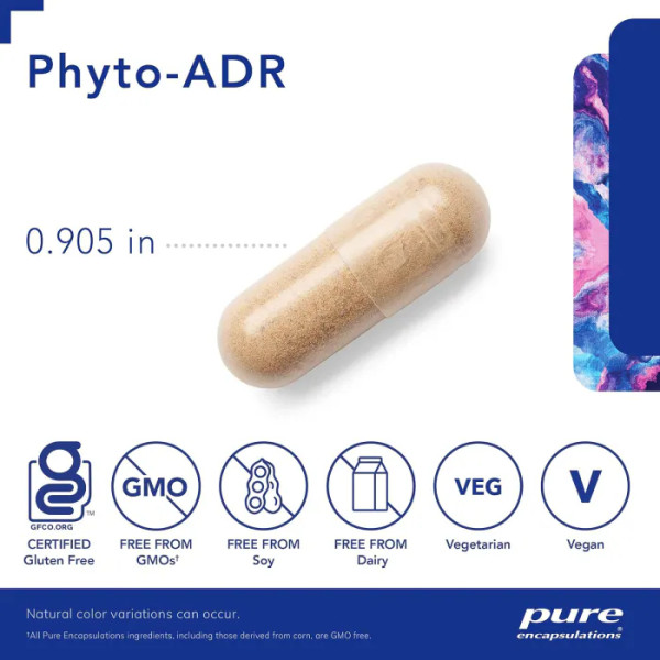 Підтримка надниркових залоз, Phyto-ADR, Pure Encapsulations, комплексна рослинна формула, 60 вегетаріанських капсул