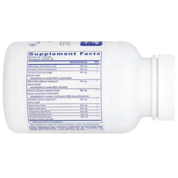 Очищення ШКТ та печінки, Liver-G.I. Detox, Pure Encapsulations, з альфа-ліпоєвою кислотою та екстрактом куркуміну, 120 капсул