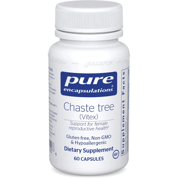 Вітекс священний, Chaste Tree (Vitex), Pure Encapsulations, для підтримки здорової тривалості менструального циклу і його протікання, репродуктивної функції і комфорту грудей, 60 капсул