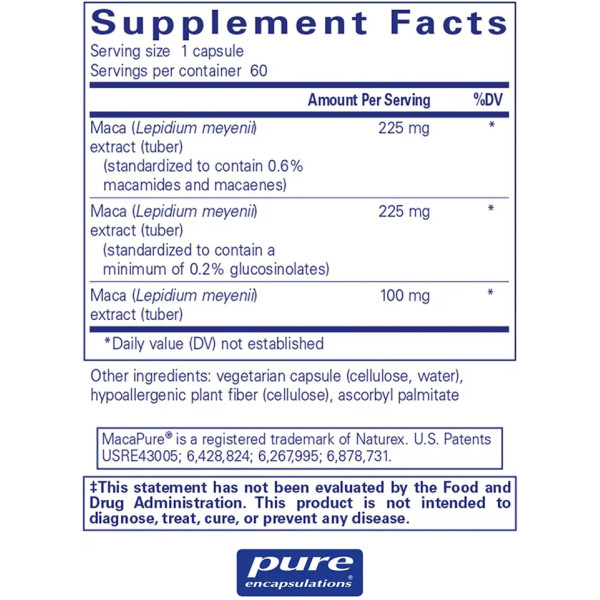 Мака-3, Maca-3, Pure Encapsulations, 60 капсул