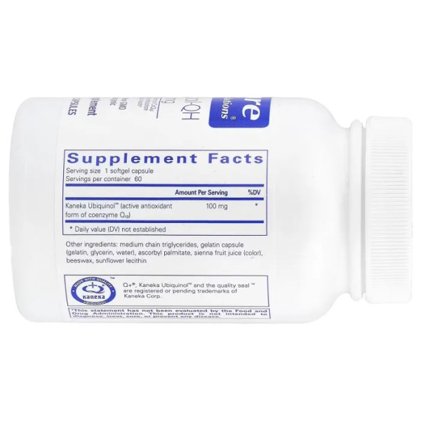 Убіхінол-QH, Ubiquinol-QH, Pure Encapsulations, підтримка імунного здоров'я, клітинної енергії та здоров'я серцево-судинної системи, 100 мг, 60 капсул