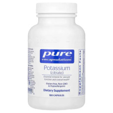 Калій цитрат 200 мг, Potassium (citrate) Pure Encapsulations, 180 капсул