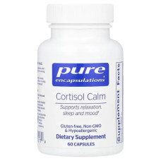 Кортизол, Cortisol Calm Pure Encapsulations, для підтримки здорового рівня, розслаблення та спокійного сну при стресі, 60 капсул