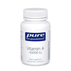 Вітамін A 10,000 МО з олією печінки тріски, Pure Encapsulations Vitamin A, 120 капсул