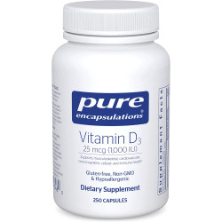 Витамин D3 25 мкг (1000 МЕ), Vitamin D3 Pure Encapsulations, 250 капсул