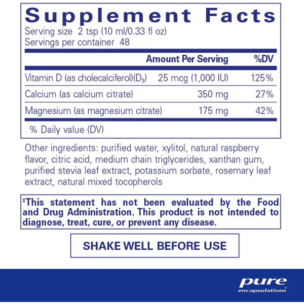 Кальцій Магній Вітамін D рідкий, Cal\/Mag\/D liquid, Pure Encapsulations, 480 мл