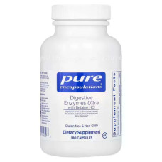 Травні ферменти Ultra з бетаїном HCl, Pure Encapsulations Digestive Enzymes Ultra With Betaine HCl, 180 вегетаріанських капсул