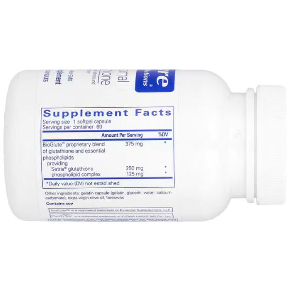 Ліпосомальний глутатіон, Liposomal Glutathione, Pure Encapsulations, антиоксидант, підтримка печінки та детоксикація, 375 мг, 60 капсул