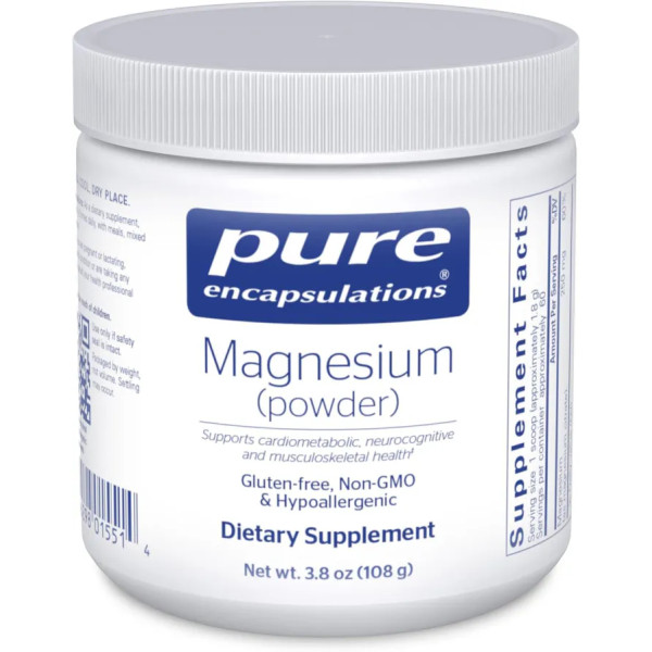 Магній (порошок), Magnesium (powder), Pure Encapsulations, підтримує серцево-судинну функцію, м'язову функцію та заспокоює, 108 гр.