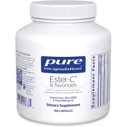 Естер-C та флавоноїди, Ester-C & flavonoids Pure Encapsulations, антиоксидантна, імунна та судинна підтримка, 180 капсул