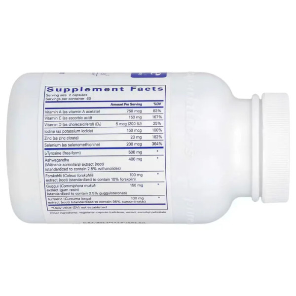 Підтримка щитовидної залози, Thyroid Support Complex, Pure Encapsulations, комплекс з ашвагандою та йодом, 120 вегетаріанських капсул