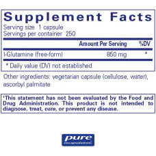 L глютамин 850 мг, Pure Encapsulations L Glutamine, 250 капсул