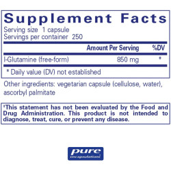 L глютамин 850 мг, Pure Encapsulations L Glutamine, 250 капсул