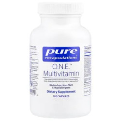 Мультивитамины с антиоксидантным комплексом CoQ10 и лютеином, Pure Encapsulations ONE Multivitamin, поддержка зрения когнитивных функций и клеточного здоровья 30 капсул