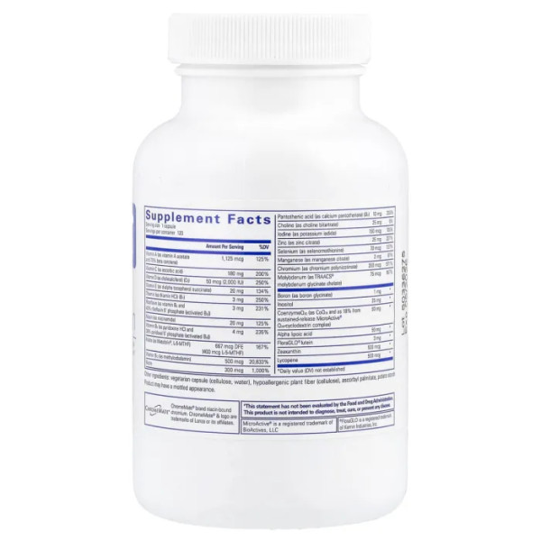 Мультивітаміни та мінерали з антиоксидантним комплексом, CoQ10 та лютеїном, ONE Multivitamin, Pure Encapsulations, для підтримки зору, когнітивних функцій та здоров'я клітин, 30 капсул