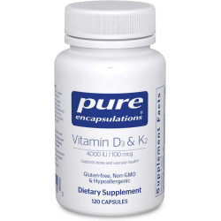 Вітаміни D3 та K2, Vitamin D3 & K2 Pure Encapsulations, підтримка здоров'я кісток та судин, 120 капсул