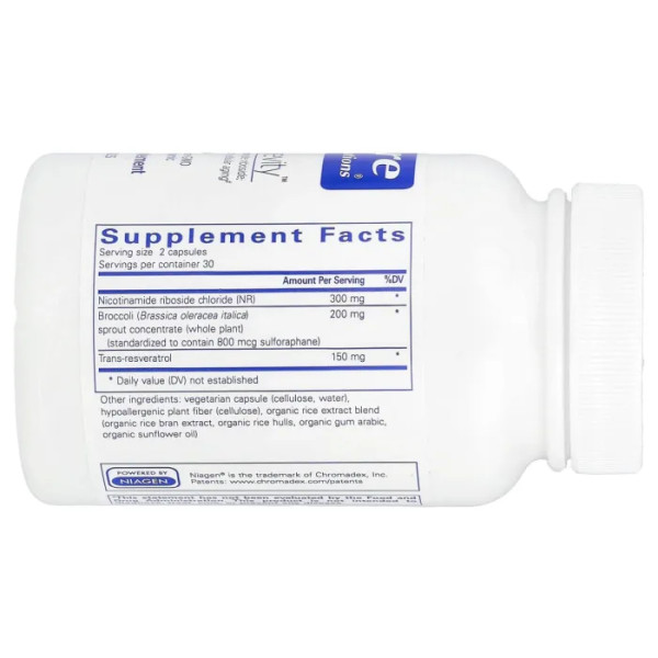 Нікотинамід рибозид, NR Longevity™, Pure Encapsulations, для підтримки здорового старіння, поповнення NAD+ та мітохондріальної функції, 60 капсул