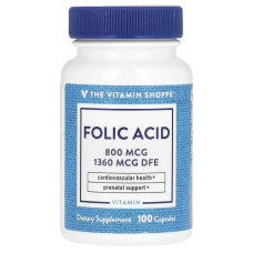 Фолієва кислота 800 мкг, Folic Acid Vitamin Shoppe, 100 капсул