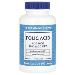 Фолиевая кислота 800 мкг, Folic Acid The Vitamin Shoppe, 300 капсул