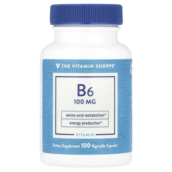 Вітамін B6, Vitamin B6, The Vitamin Shoppe, 100 мг, 100 рослинних капсул