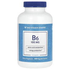 Витамин B6 100 мг, The Vitamin Shoppe Vitamin B6, 300 растительных капсул