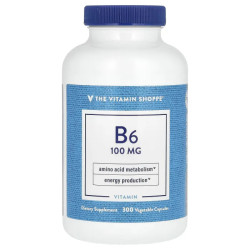 Вітамін B6 100 мг, Vitamin Shoppe Vitamin B6, 300 рослинних капсул