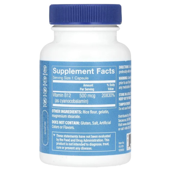 Вітамін B12, B12, The Vitamin Shoppe, 500 мкг, 100 капсул