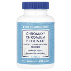 Хром піколінат 200 мкг, The Vitamin Shoppe Chromax Chromium Picolinate, 300 м'яких капсул